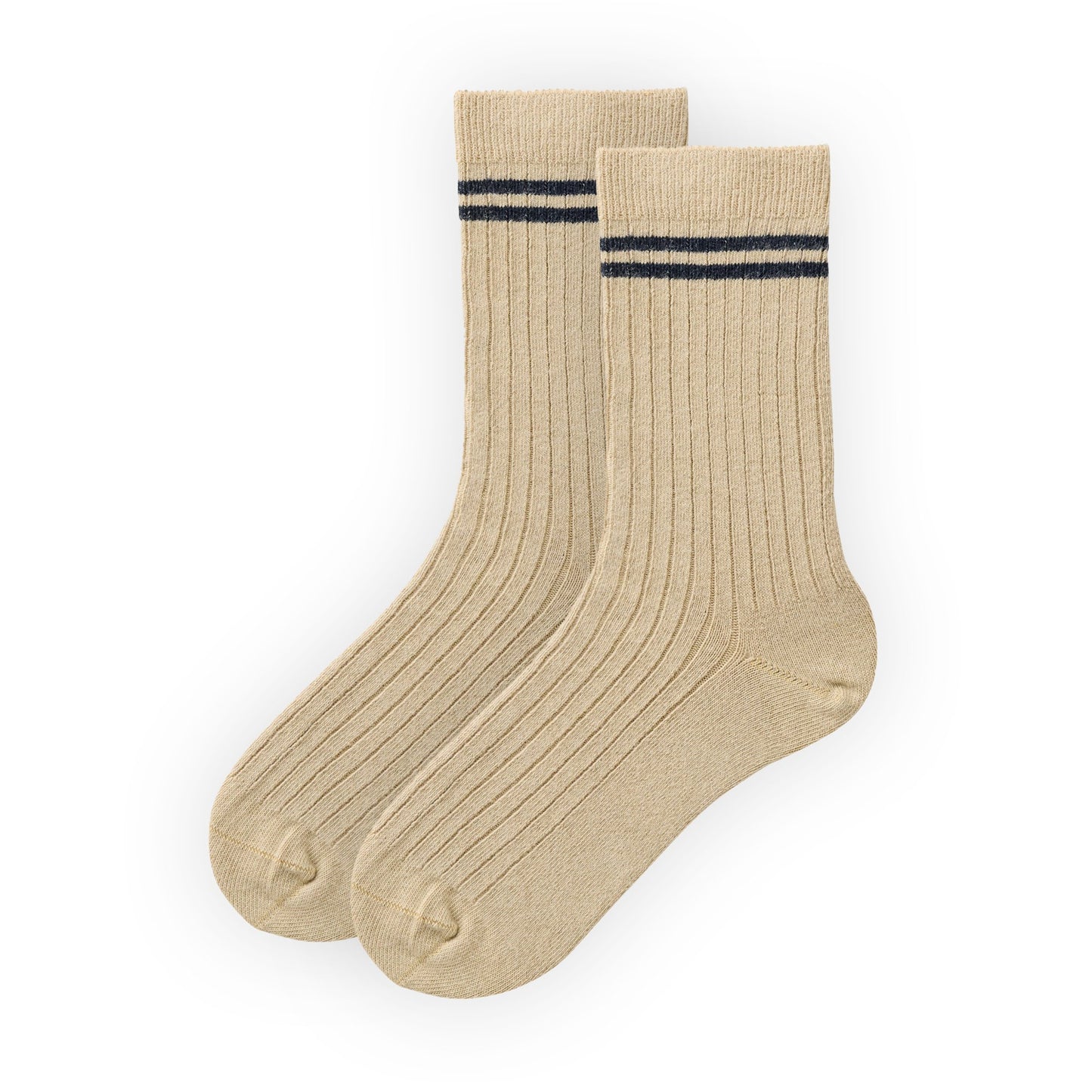 Strumpor 2-pack ribbade mörkblå/sand
