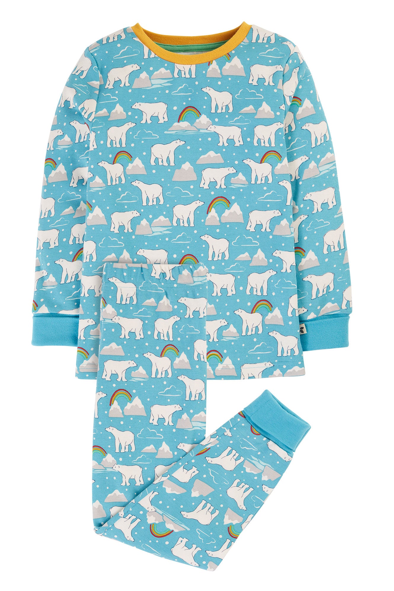 Frugi pyjamas för barn i ekologisk bomull med isbjörnstryck, Sundown Pyjamas