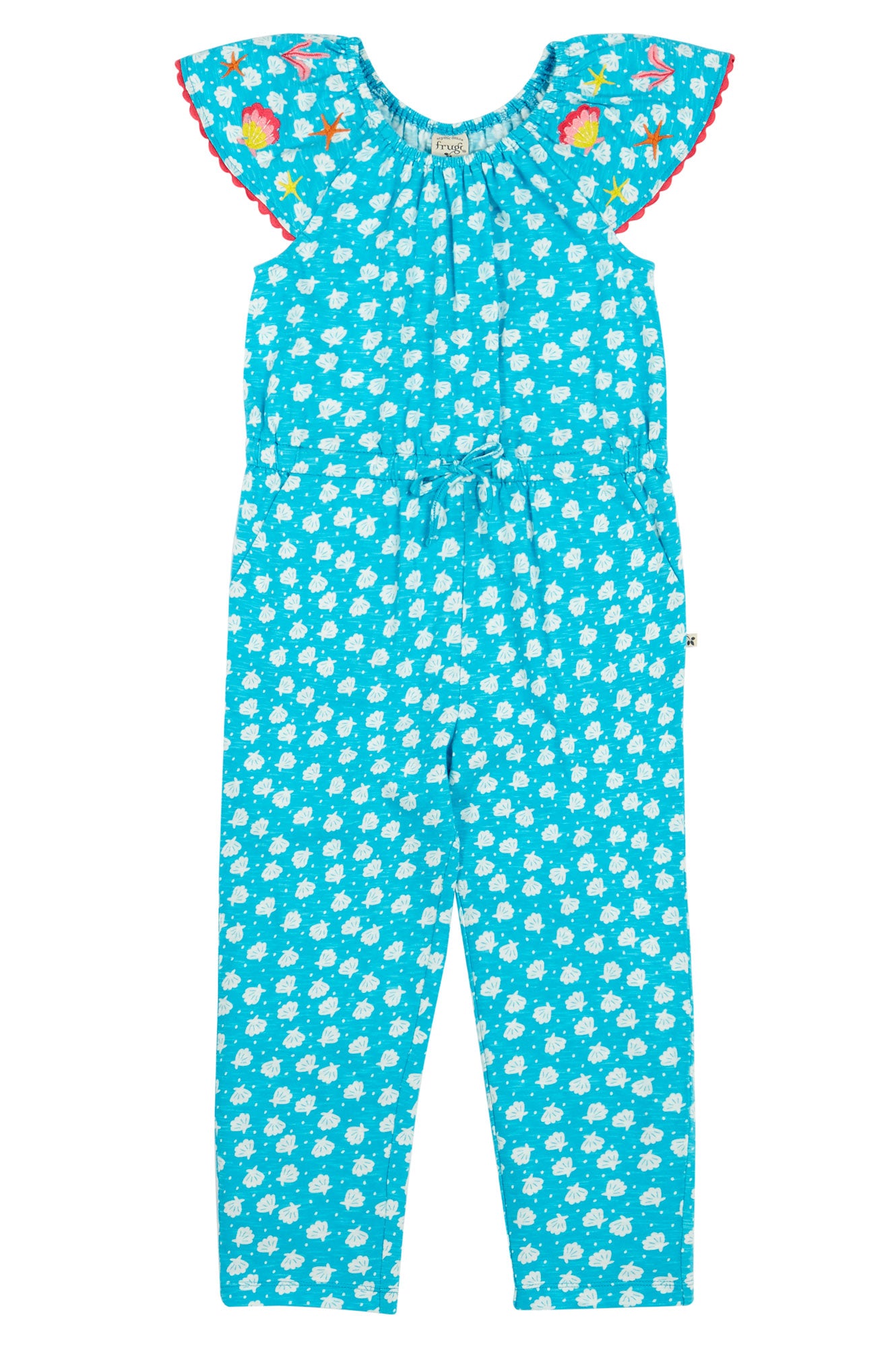 Frugi byxdress för barn i ekologisk bomull med snäckmönster