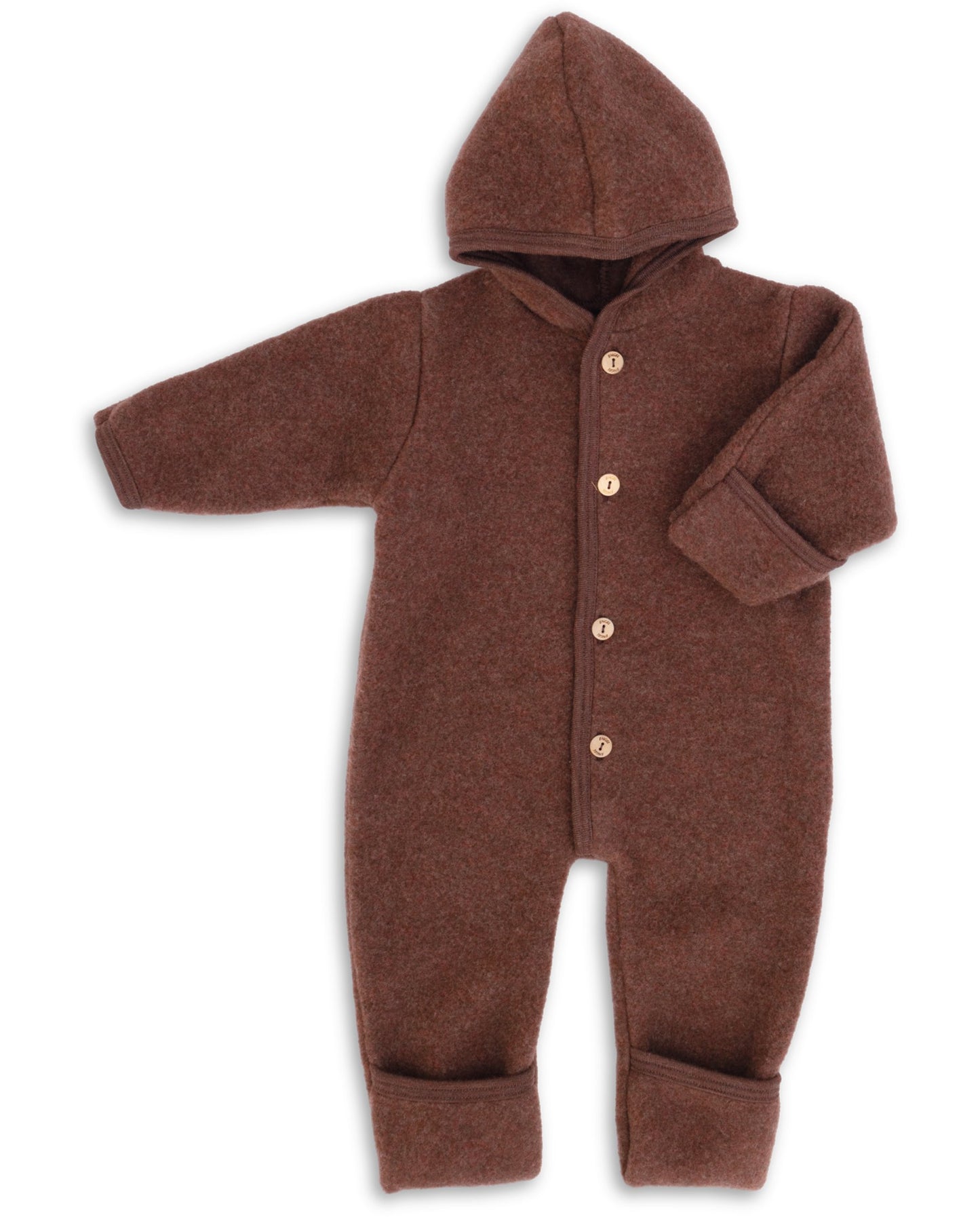Engel babyoverall i ekologisk ullfleece, kanel