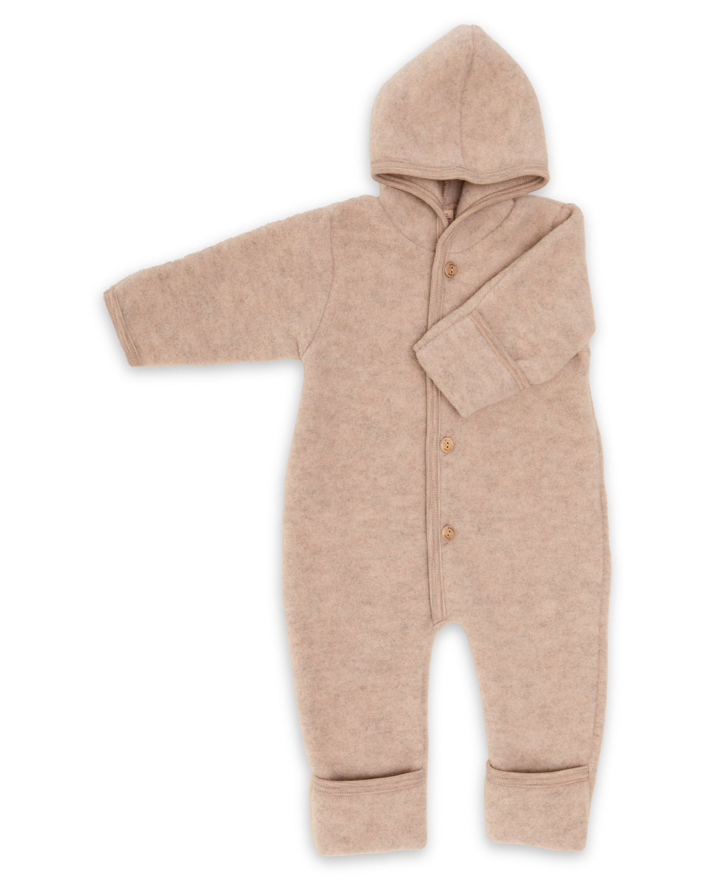 Engel babyoverall i ekologisk ullfleece, sand
