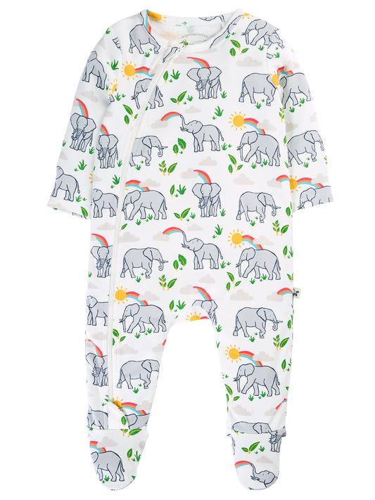 Ekologisk babypyjamas från Frugi med elefantmönster