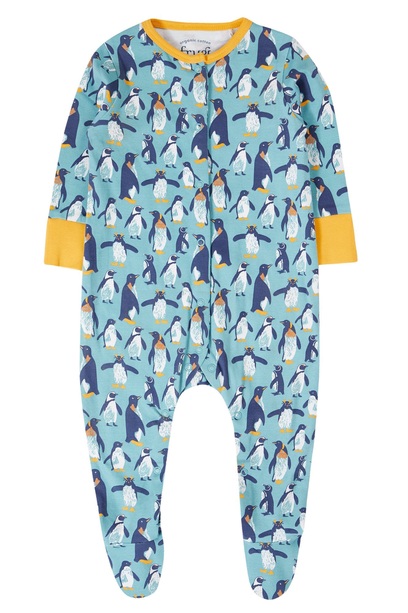 Frugi babypyjamas i ekologisk bomull med pingvinmönster