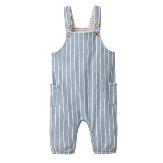 Hängselbyxor för baby i ekologisk randig trikå från People Wear Organic