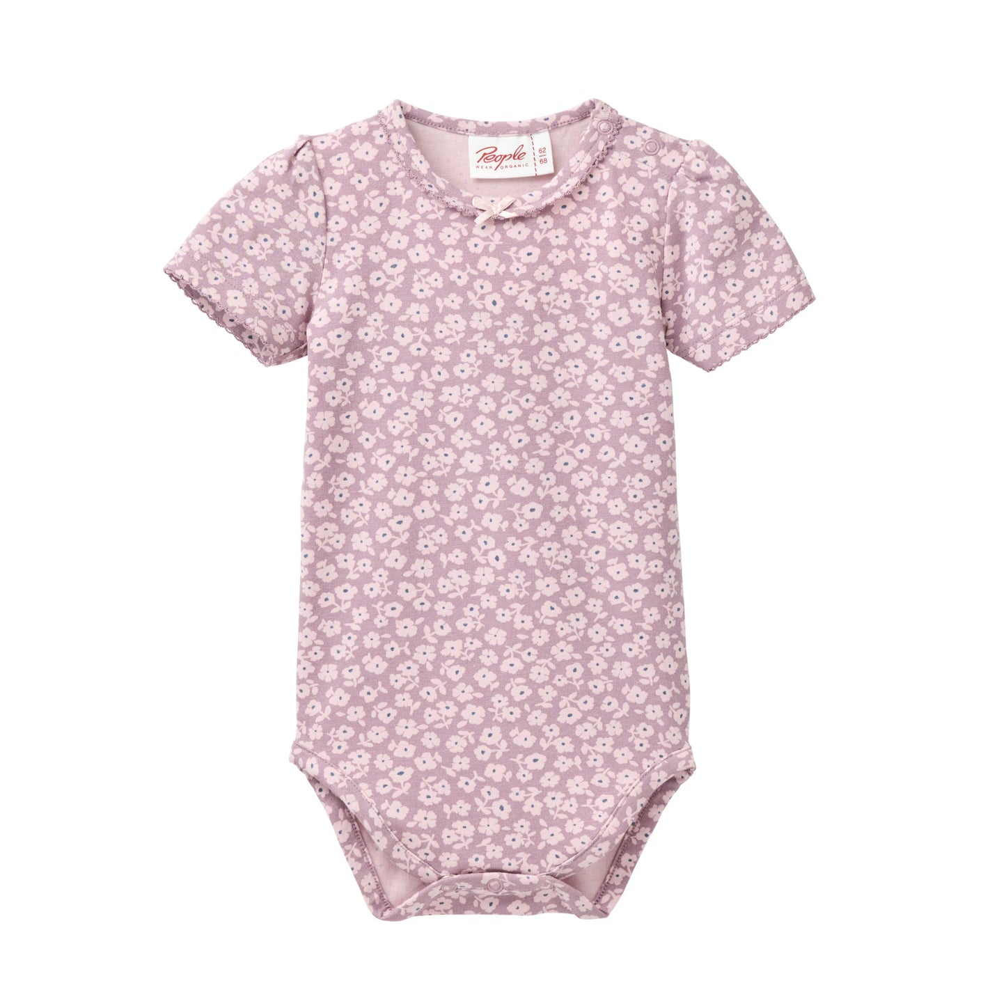 Kortärmad ljuslila body i ekologisk bomull från People Wear Organic