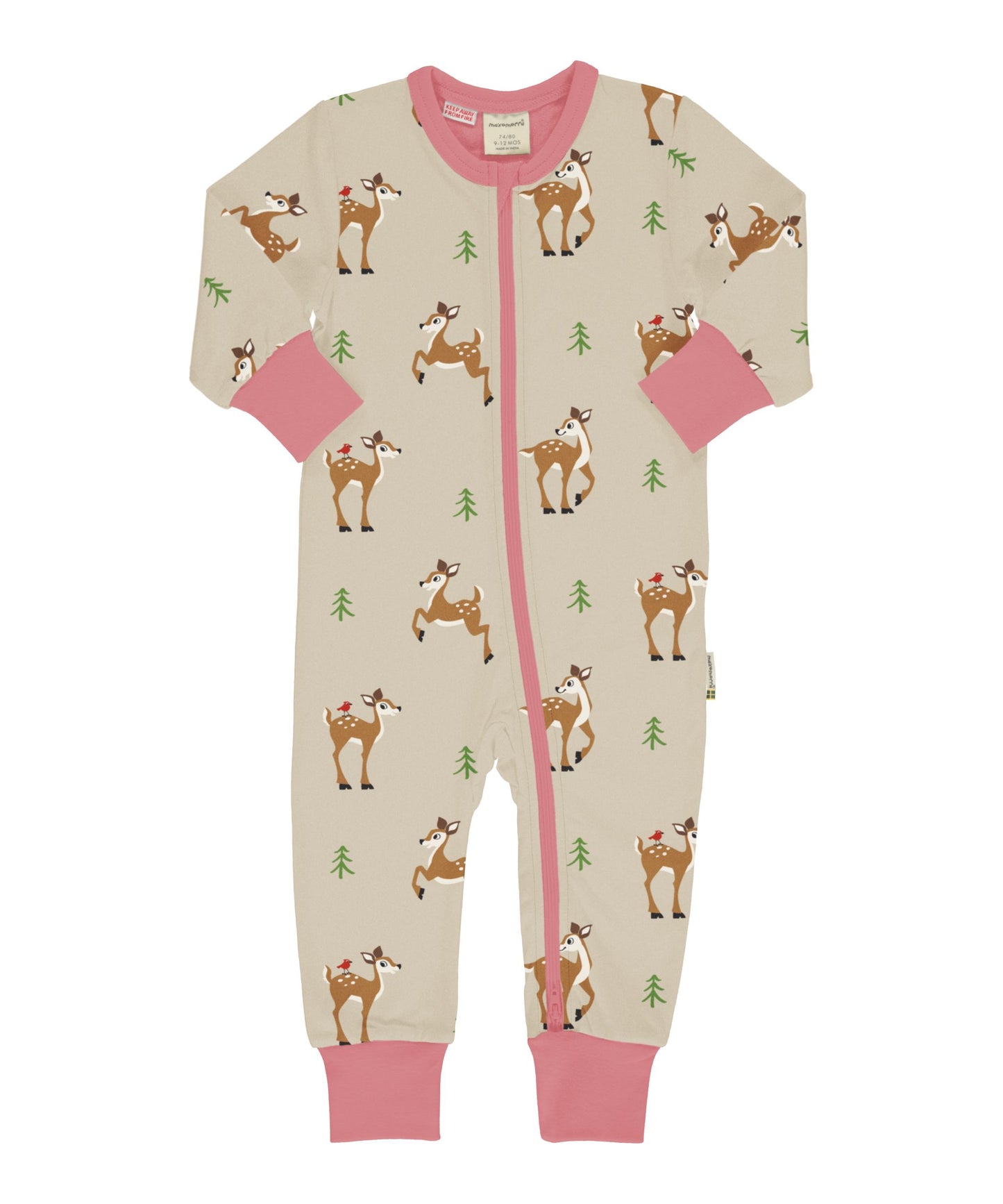 Ekologisk babypyjamas med rådjur från Maxomorra