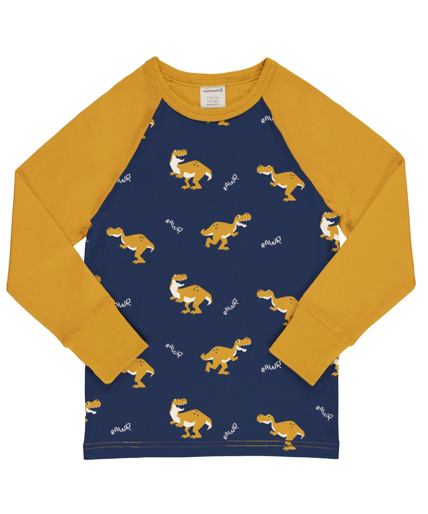 Ekologisk långärmad t-shirt för barn med dinosaurier från Maxomorra