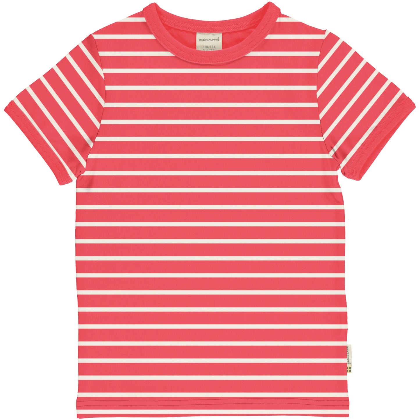 Ekologisk röd-vit-randig t-shirt för barn från Maxomorra