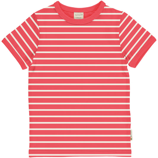 Ekologisk röd-vit-randig t-shirt för barn från Maxomorra