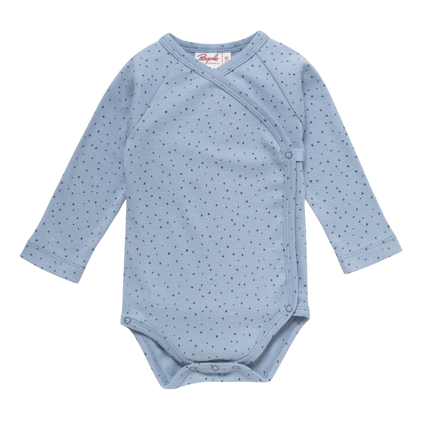 Omlottbody i ekologisk bomull från People Wear Organic, prickig duvblå