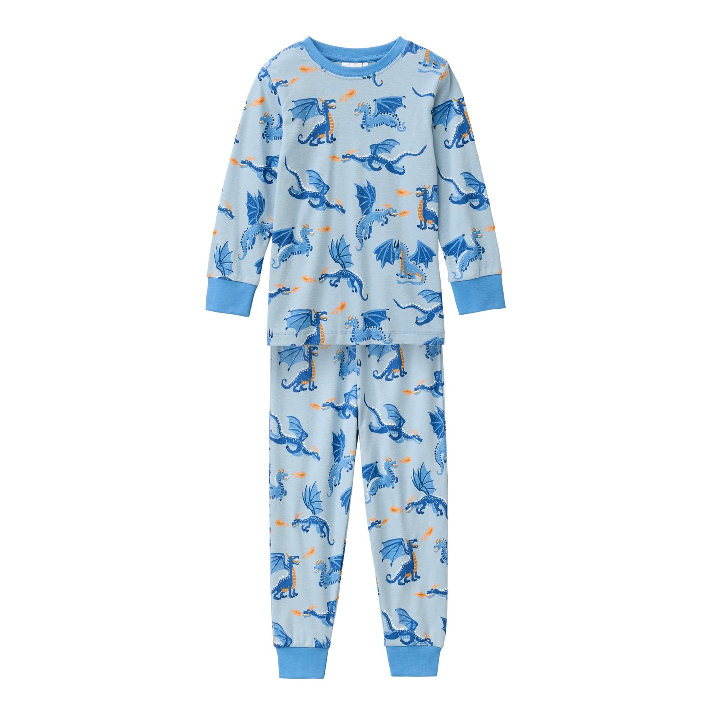 Pyjamas för barn i ekologisk bomull med mönster med drakar från People Wear Organic