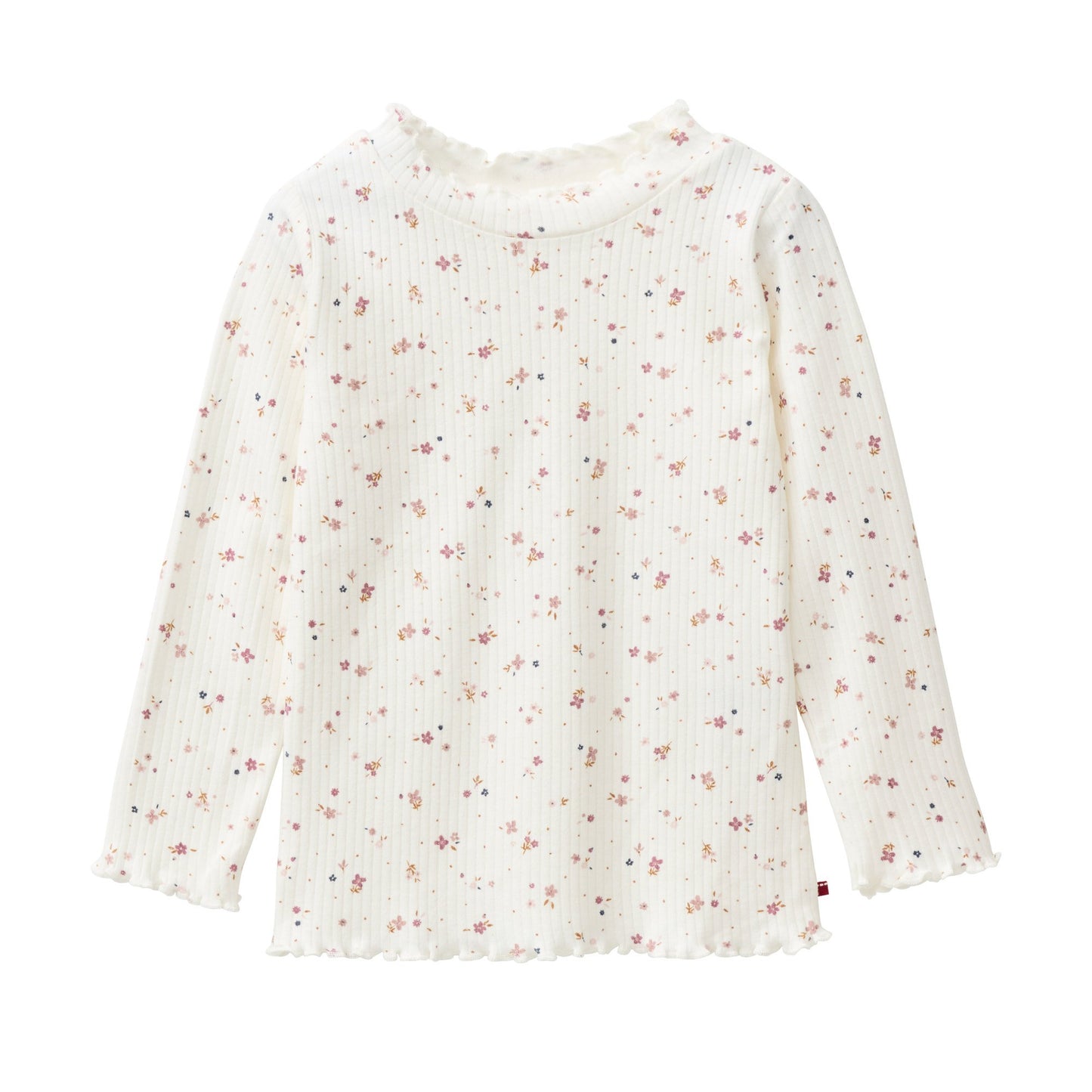 Ribbad topp för barn med små blommor i ekologisk bomull från People Wear Organic