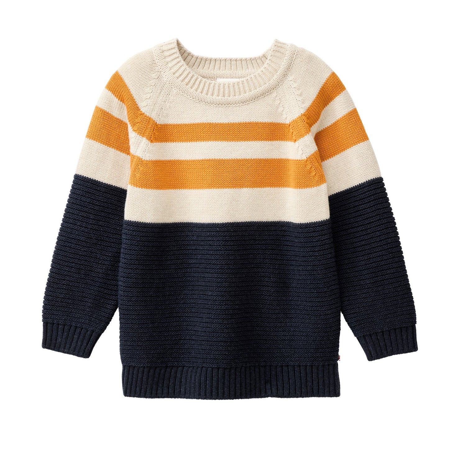 Stickad tröja för barn i ekologisk bomull från People Wear Organic, flerfärgad