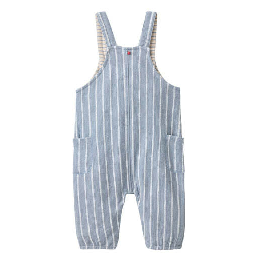 Hängselbyxor randig trikå