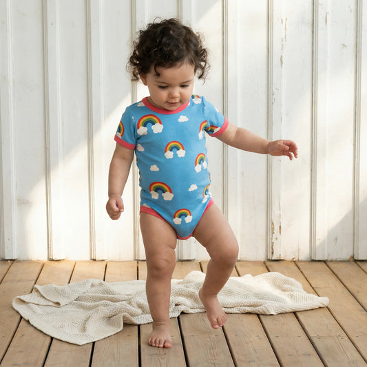 Kortärmad body regnbågar