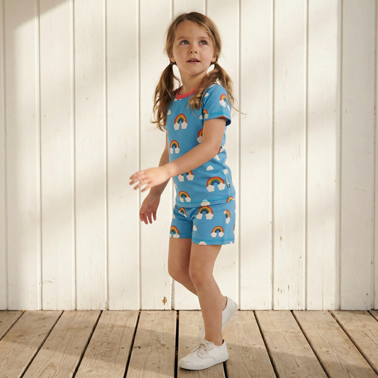 Kortärmad pyjamas regnbågar