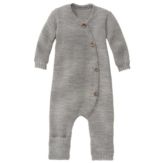 Disana stickad heldräkt för baby i ekologisk ull, ljusgrå