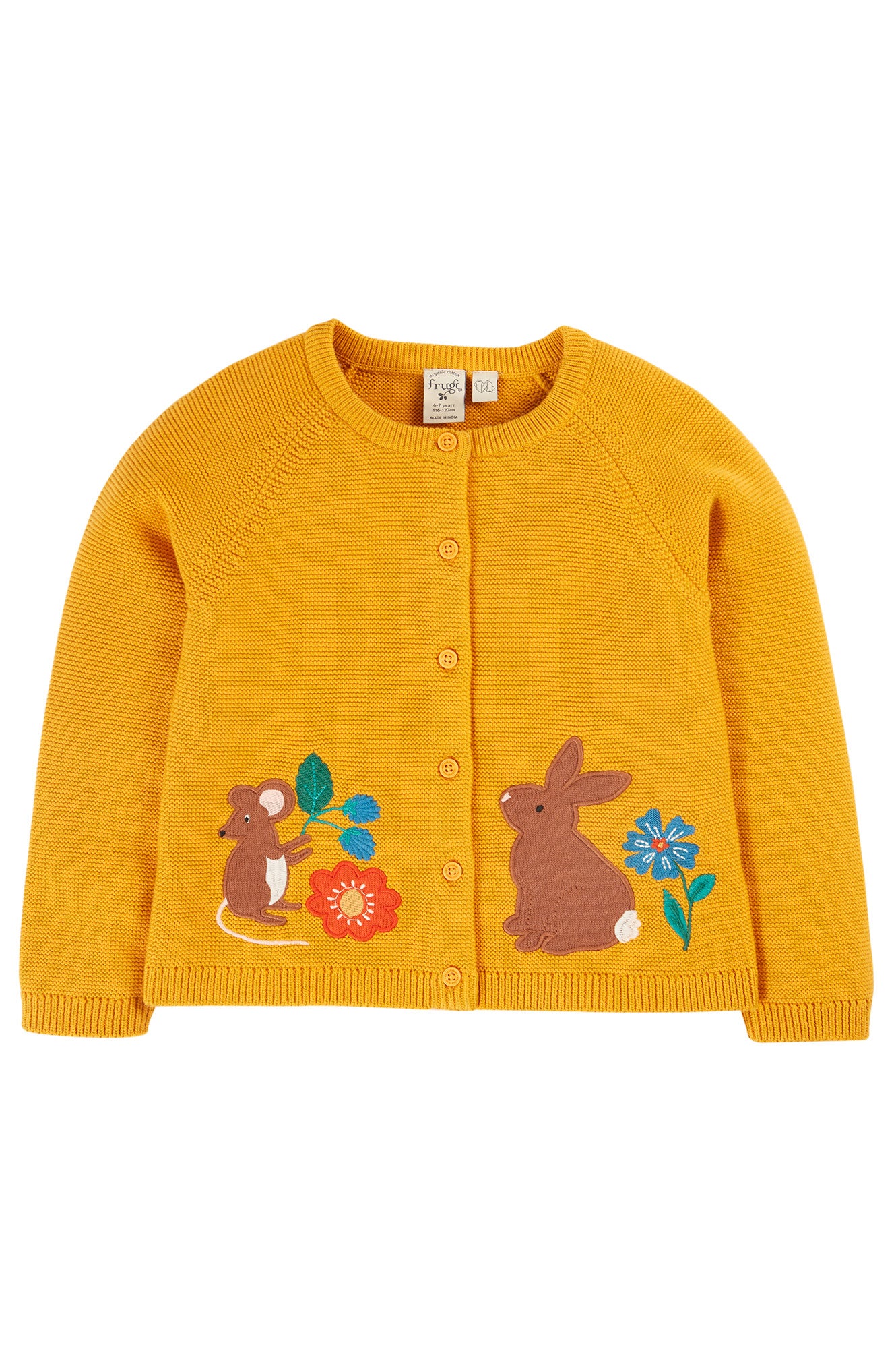 Frugi babykofta i ekologisk bomull med kaninapplikation, Colby Cardigan