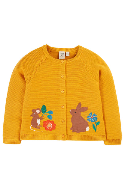 Frugi babykofta i ekologisk bomull med kaninapplikation, Colby Cardigan