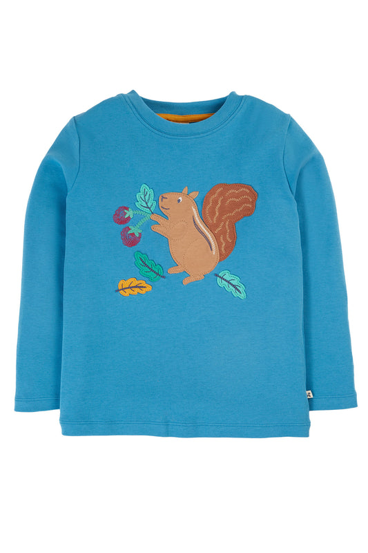 Frugi långärmad t-shirt i ekologisk bomull med ekorrapplikation, Adventure Applique Top