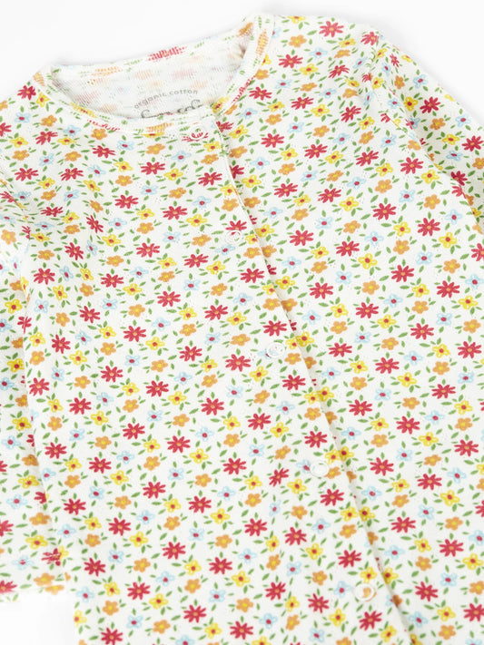 Babypyjamas blommig pointelle
