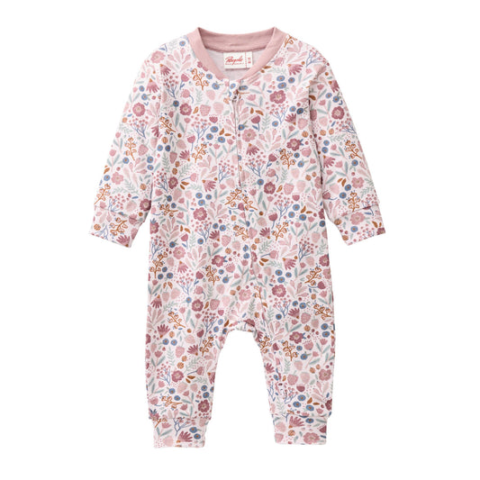 Blommig ekologisk babypyjamas från People Wear Organic