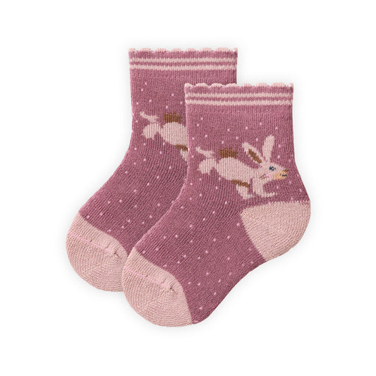 Babystrumpor med kaniner i ekologisk bomullsfrotté från People Wear Organic
