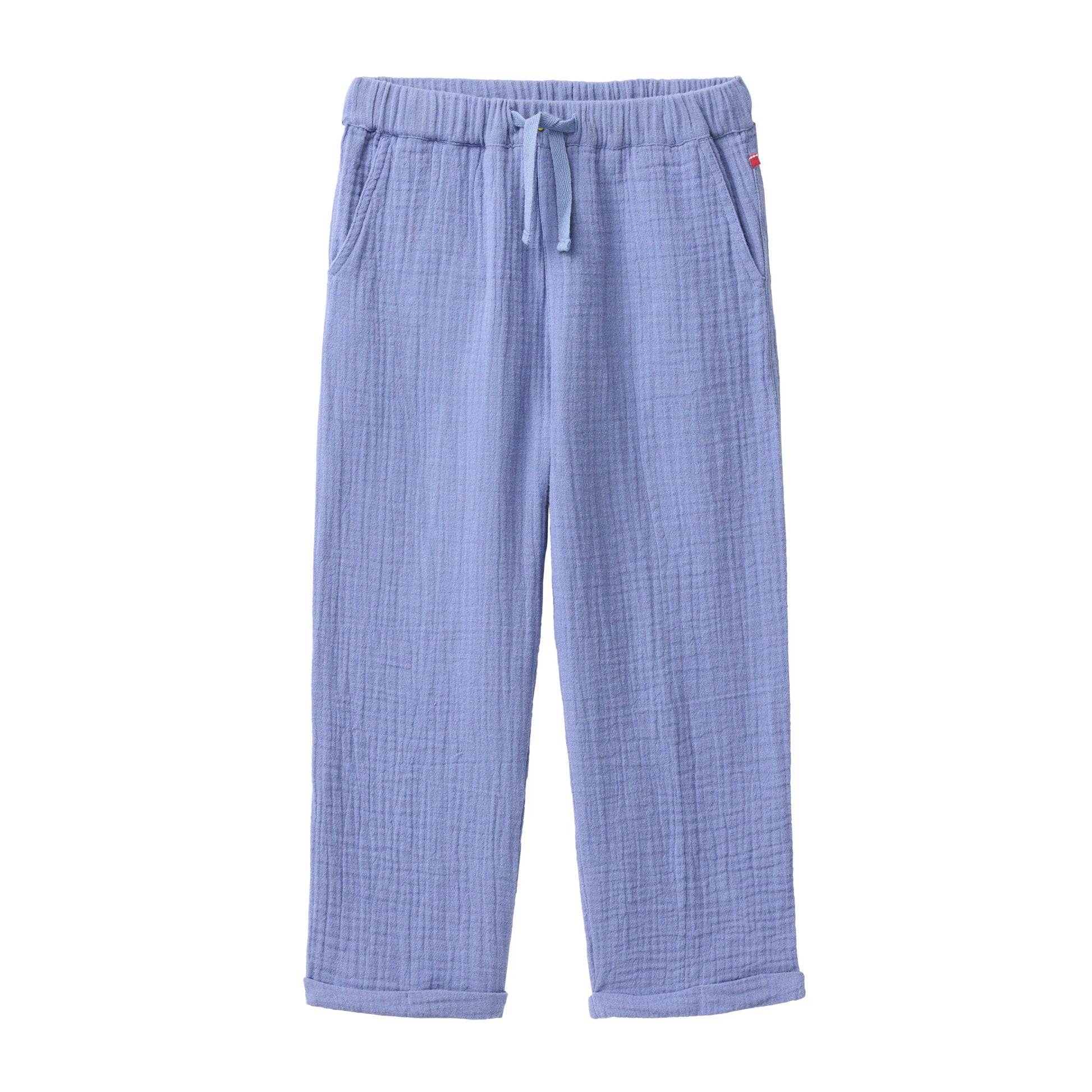 Sommarbyxor för barn i blå ekologisk bomullsmuslin från People Wear Organic