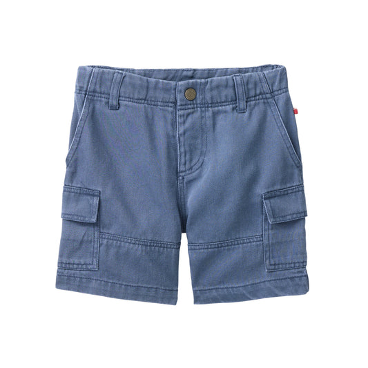 Blå shorts för barn i ekologisk bomull med fickor, från People Wear Organic