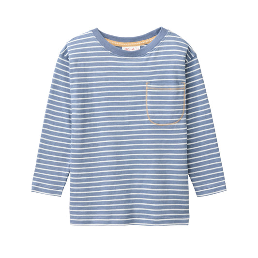 Blå-vit-randig långärmad t-shirt för barn i ekologisk bomull från People Wear Organic