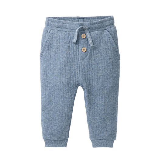 Blågrå ekologiska mjukisbyxor för baby och barn från People Wear Organic