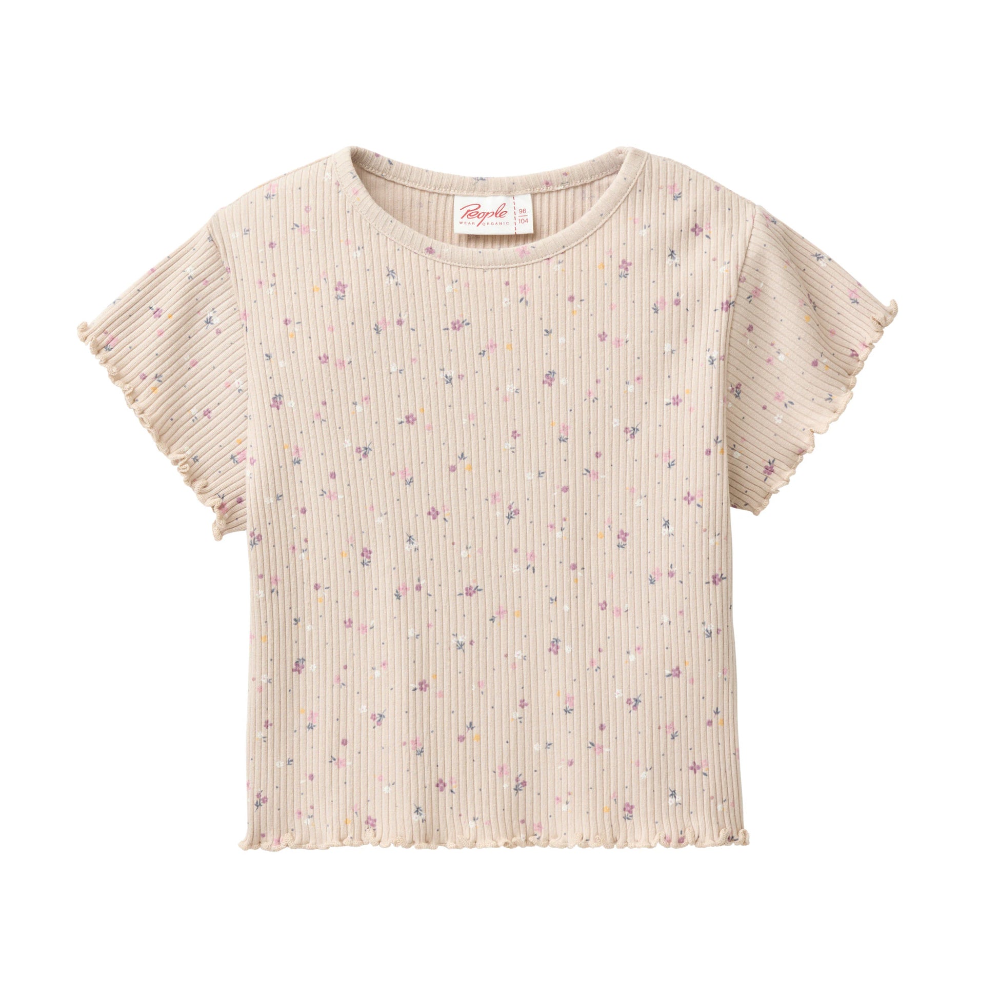 Blommig kortärmad topp för barn i ekologisk bomullstrikå från People Wear Organic