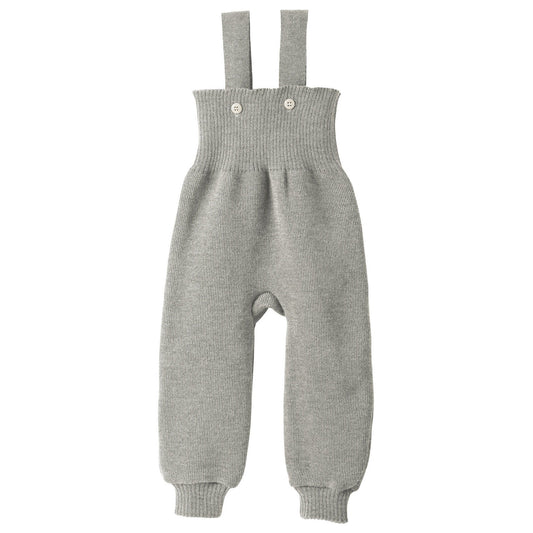 Disana hängselbyxor för baby i ekologisk ull, ljusgrå