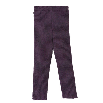 Disana stickade leggings för barn i ekologisk ull, aubergine