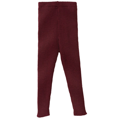 Disana stickade leggings för barn i ekologisk ull, vinröda