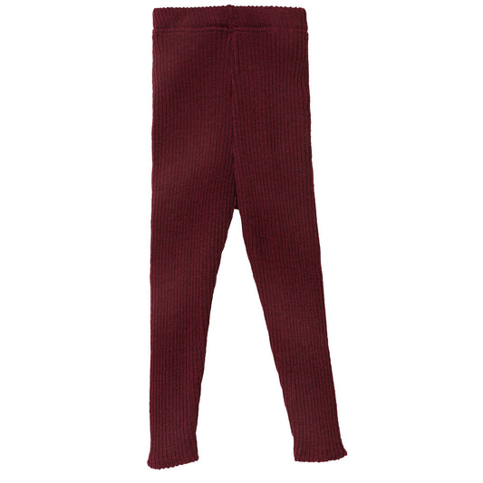 Disana stickade leggings för barn i ekologisk ull, vinröda