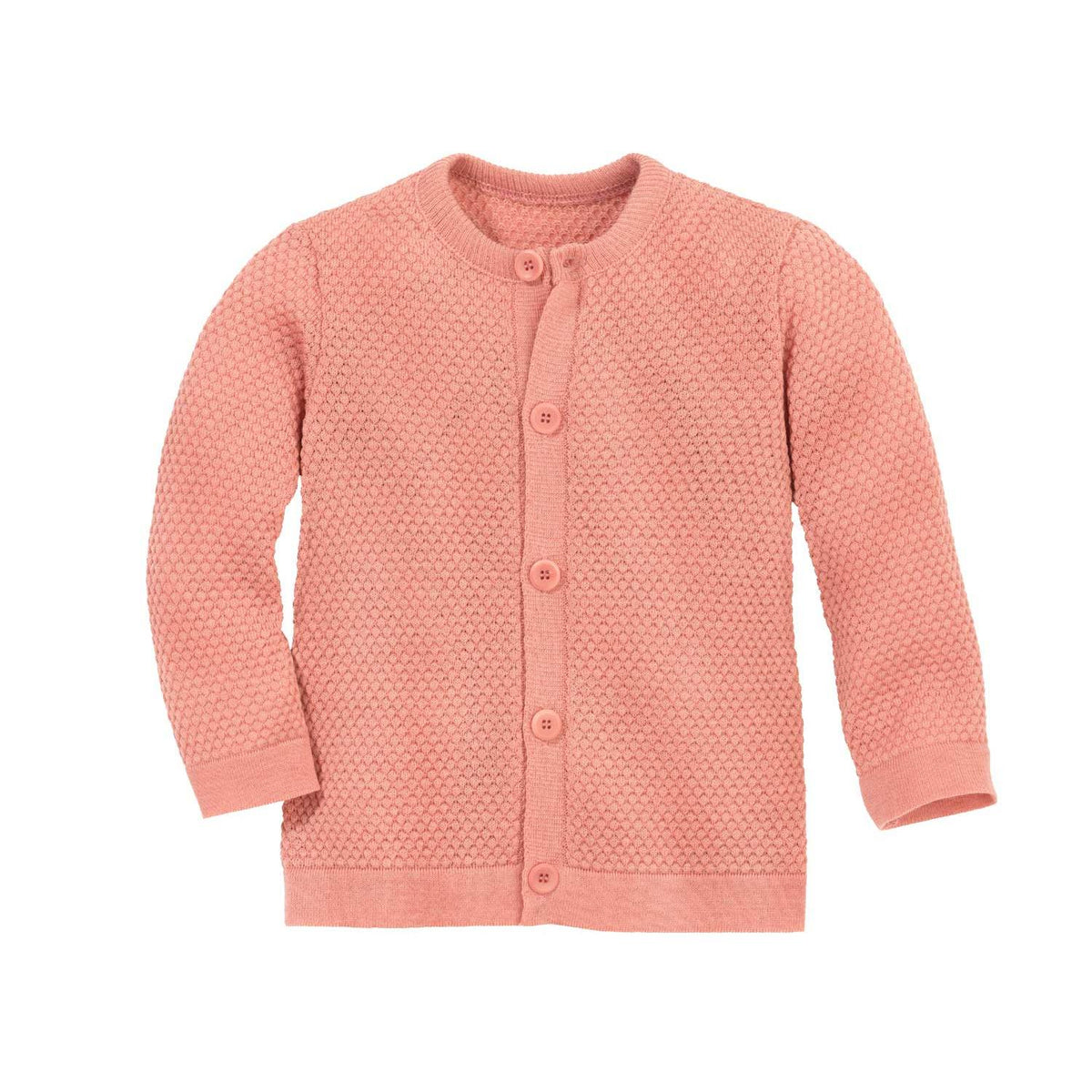 Stickad ekologisk ullkofta för barn från Disana, rosa