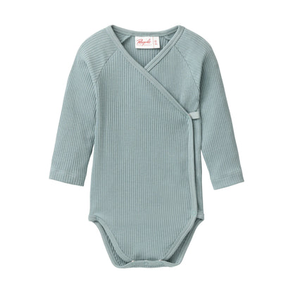 Ekologisk omlottbody för baby i balsamgrönt från People Wear Organic