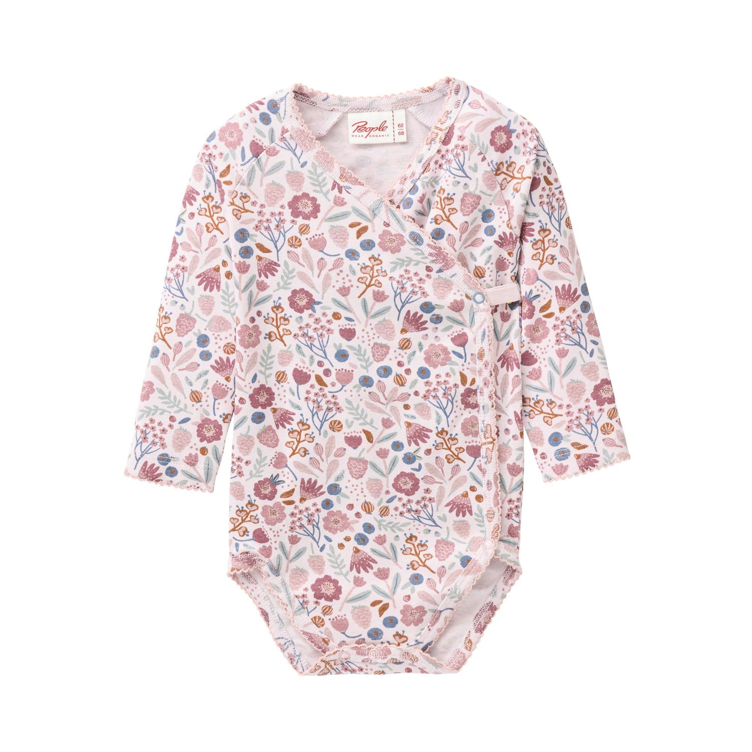 Omlottbody i ekologisk bomull med rosa blommor från People Wear Organic