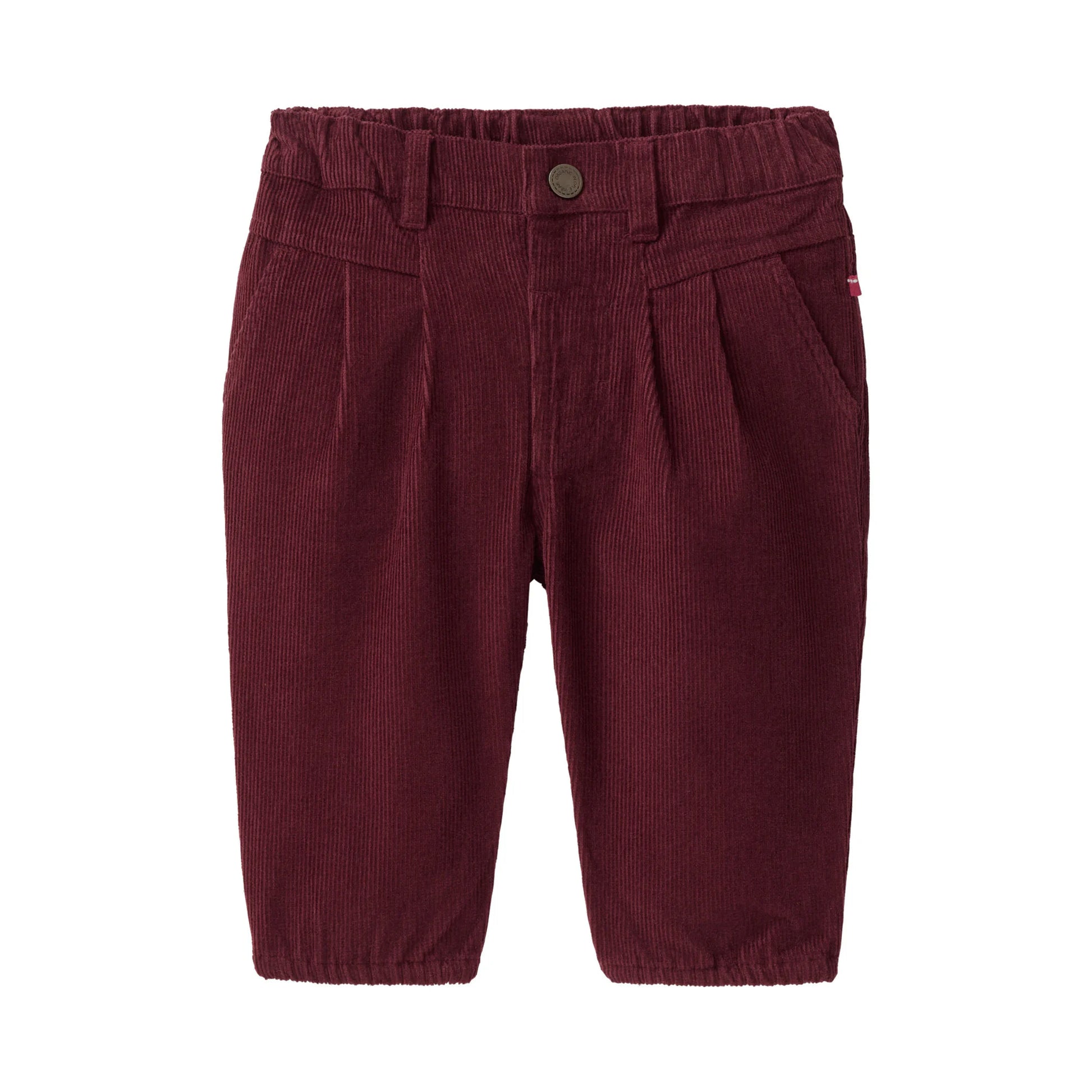 Ekologiska manchesterbyxor för barn i färgen vinröd från People Wear Organic