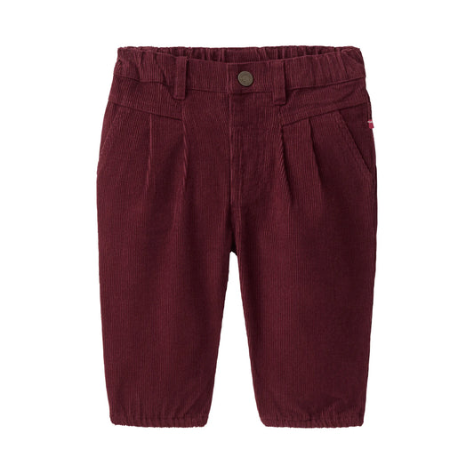 Ekologiska manchesterbyxor för barn i färgen vinröd från People Wear Organic