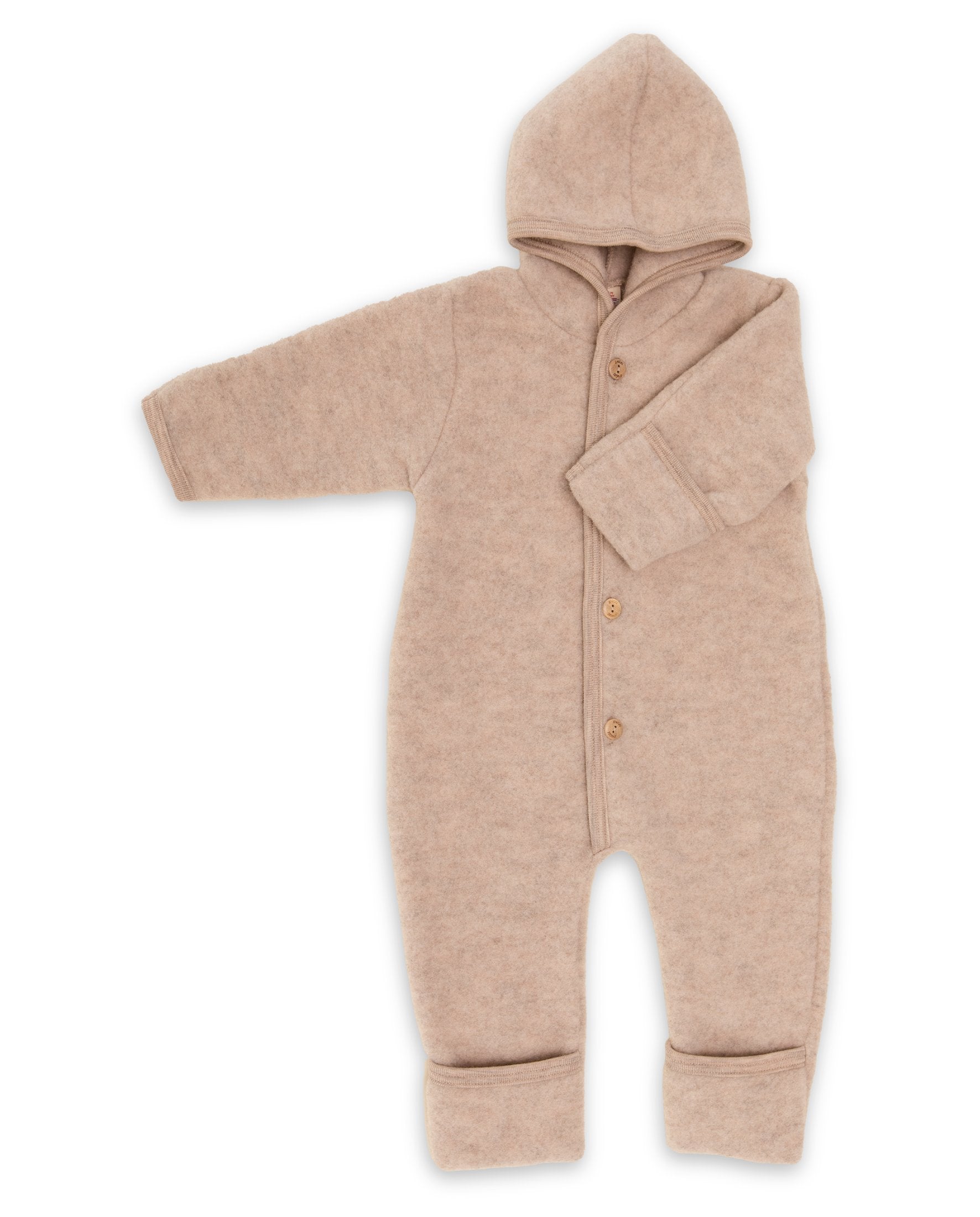 Engel babyoverall i ekologisk ullfleece, sand