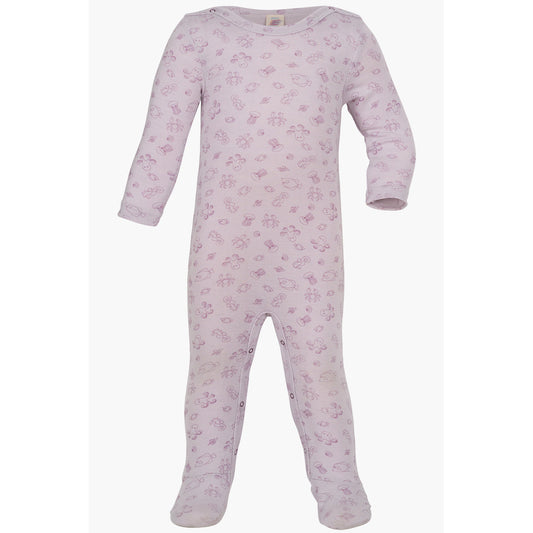 Ullpyjamas för baby från Engel, ljuslila med tryck