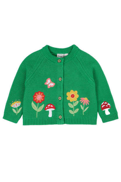 Frugi babykofta i ekologisk bomull med blommor och svampar