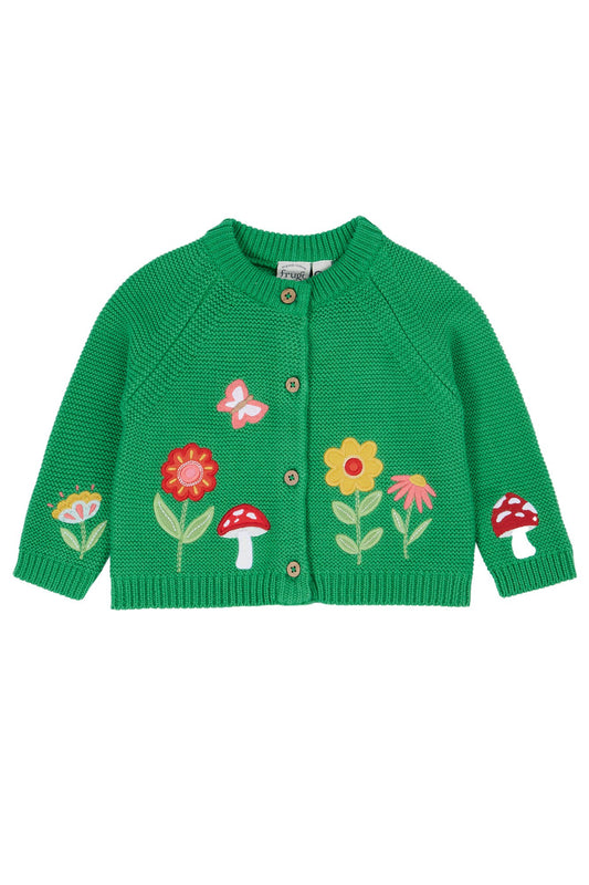 Frugi babykofta i ekologisk bomull med blommor och svampar