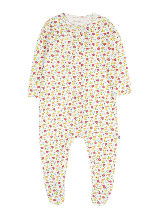 Ekologisk pyjamas till bebis i blommig pointelle från Frugi
