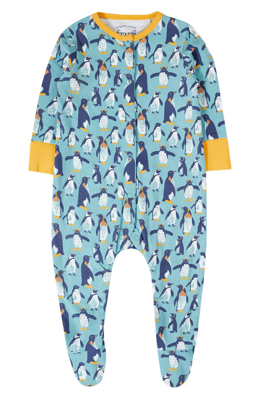 Frugi babypyjamas i ekologisk bomull med pingvinmönster