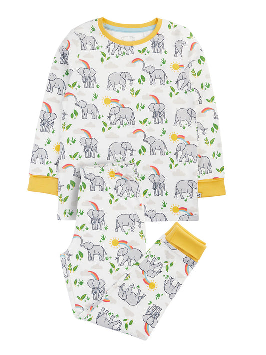 Ekologisk pyjamas för barn från Frugi med elefantmönster