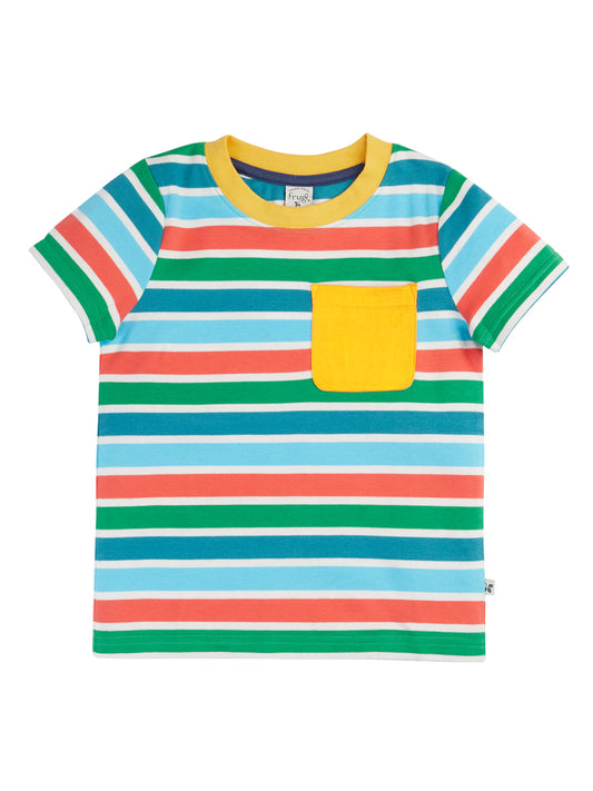 Randig ekologisk t-shirt med ficka för barn från Frugi