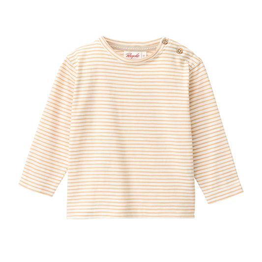 Gulrandig långärmad t-shirt för barn från People Wear Organic i ekologisk bomull